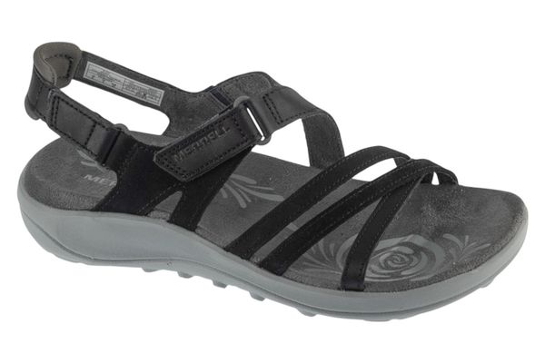 Sandały damskie, Harbor Backstrap. Czarne sandały Merrell, bez wzorów, z materiału, sportowe, bez obcasa, bez zapięcia. Za 319.99 zł.