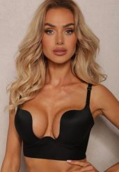 Czarny Biustonosz Miseczka B Push Up na Ramiączkach z Regulacją Wykończony z Tyłu Regulowany Paskiem Molaria. Czarne bielizna modelująca Renee, bez wzorów. W wyprzedaży za 39.99 zł.