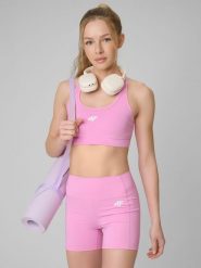 4F Biustonosz treningowy z niskim wsparciem damski - różowy XS. Czerwone biustonosze sportowe 4f, bez wzorów, z gumy, na fitness i siłownię. Za 119.99 zł.
