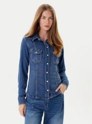 Guess Koszula jeansowa W5YH63 D0781 Niebieski Regular Fit. Niebieskie koszule Guess, xxl, z aplikacjami, z jeansu, bez kołnierzyka, bez ramiączek. Za 399.99 zł.