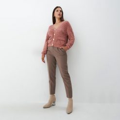 Kardigan z kieszeniami - Różowy. Czerwone swetry Mohito, l, bez wzorów, bez ramiączek. Za 159.99 zł.