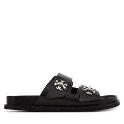 Klapki Tory Burch. Czarne klapki Tory Burch, bez wzorów, sportowe, bez obcasa, bez zapięcia. Za 1,359.00 zł.