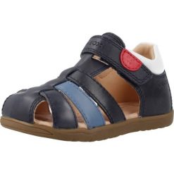 Sandały Geox Model B S.macchia B. Niebieskie sandały Geox, bez wzorów, ze skóry, bez obcasa, bez zapięcia. Za 209.99 zł.