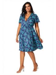 Aller Simplement Sukienka w kolorze granatowym rozmiar: 50/52. Niebieskie sukienki Aller Simplement, bez wzorów, klasyczne, bez kołnierzyka, bez ramiączek, midi. Za 110.29 zł.