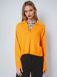 Monki Sweter w kolorze pomarańczowym rozmiar: L. Pomarańczowe swetry Monki, l, bez wzorów, bez ramiączek. Za 88.02 zł.