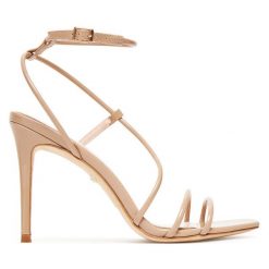 Sandały Marciano Guess. Brązowe sandały Marciano Guess, z aplikacjami, bez obcasa, na szpilce, bez zapięcia. Za 989.99 zł.