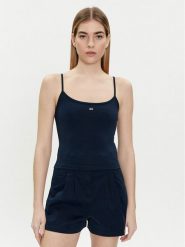 Tommy Jeans Top Essential DW0DW17381 Granatowy Slim Fit. Niebieskie topy Tommy Jeans, xl, bez wzorów, z bawełny, bez kołnierzyka, bez ramiączek. Za 169.99 zł.