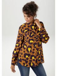 Aniston Bluzka w kolorze karmelowo-żółtym rozmiar: 38. Brązowe bluzki Aniston, bez wzorów, z wiskozy, bez kołnierzyka, bez ramiączek. Za 69.91 zł.