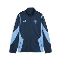 Młodzieżowa kurtka Manchester City ftblNRGY+ PUMA Marine Blue Blazing. Niebieskia kurtki Puma, m, z aplikacjami, marine, bez kaptura. Za 429.00 zł.