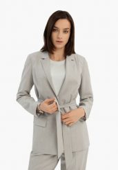 Marynarka z bawełną JB-RUNTA. Szare marynarki i żakiety Volcano, l, bez wzorów, z bawełny, eleganckie, bez ramiączek. Za 249.99 zł.