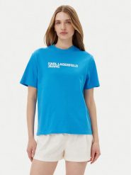 KARL LAGERFELD T-Shirt A1W17005 Niebieski Relaxed Fit. Niebieskie t-shirty KARL LAGERFELD, l, bez wzorów, z bawełny, bez kołnierzyka, bez ramiączek. Za 179.99 zł.