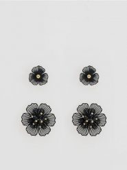 Kolczyki w kształcie kwiatów 2 pack - czarny. Czarne kolczyki Reserved. Za 49.99 zł.