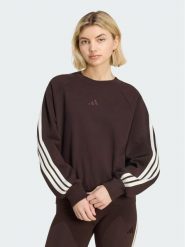 Adidas Bluza Adidas Kit 3-Stripes KW7702 Brązowy Loose Fit. Brązowe bluzy adidas, s, bez wzorów, z bawełny, bez kaptura. Za 278.99 zł.