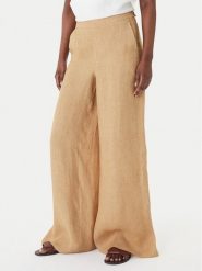Marella Spodnie palazzo Ottelia 2613131062 Beżowy Wide Leg. Brązowe spodnie materiałowe Marella, bez wzorów, ze lnu. Za 1,089.00 zł.
