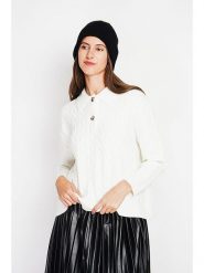 ASSUILI Sweter w kolorze białym rozmiar: 36. Białe swetry Assuili, bez wzorów, ze splotem, klasyczne, bez ramiączek. Za 113.99 zł.