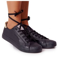 Damskie Eko-Skóra Tenisówki Cross Jeans HH2R4003C Czarne. Czarne trampki bez wzorów, z jeansu, klasyczne, bez zapięcia. Za 182.49 zł.