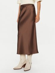 Gina Tricot Spódnica midi 23423 Brązowy Regular Fit. Brązowe spódnice Gina Tricot, l, bez wzorów, z syntetyku, midi. Za 139.99 zł.