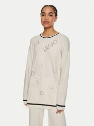 Liu Jo Sweter TF4173 MS55L C3447 Biały Regular Fit. Białe swetry Liu Jo, l, bez wzorów, z syntetyku, bez ramiączek. Za 379.99 zł.