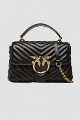 PINKO Czarna torebka Love Lady Puff Mini CL. Czarne kopertówki Pinko, bez wzorów, ze skóry, eleganckie, bez dodatków. W wyprzedaży za 1,479.99 zł.