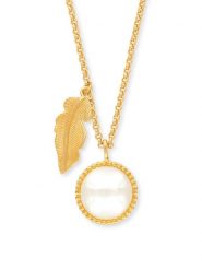 Engelsrufer Pozłacany naszyjnik "Glory Feather" z perłą - dł. 42 cm rozmiar: onesize. Białe naszyjniki Engelsrufer, z materiału, z perłą, pozłacane. Za 253.45 zł.