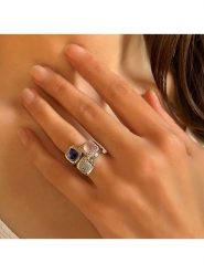 Les Petites Précieuses Srebrny pierścionek z kamieniami szlachetnymi rozmiar: 56. Niebieskie pierścionki Les Petites Précieuses, z cyrkonią, srebrne. Za 301.95 zł.