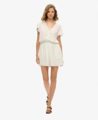 Superdry Ss Printed Playsuit Kombinezon damski z wiskozy – OFF WHITE. Białe kombinezony Superdry, na lato, uniwersalny, bez wzorów, z wiskozy, bez kołnierzyka, bez ramiączek. Za 254.45 zł.