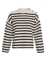 MOSS COPENHAGEN Sweter "Carina" w kolorze biało-czarnym rozmiar: M/L. Białe swetry Moss Copenhagen, l, bez wzorów, z wełny, bez ramiączek. Za 180.49 zł.