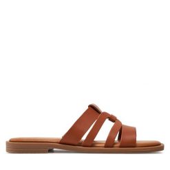 Klapki Tamaris. Brązowe klapki Tamaris, bez wzorów, bez obcasa, bez zapięcia. Za 339.99 zł.