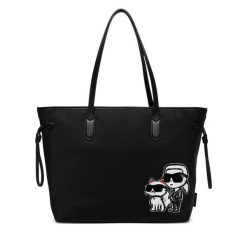 Torebka KARL LAGERFELD. Czarne shopper bag KARL LAGERFELD, bez wzorów, bez dodatków. Za 559.99 zł.