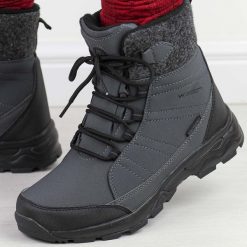 Szare zimowe śniegowce damskie z membraną i Softshell Vanhorn 34065. Szare śniegowce Vanhorn, bez wzorów, ze skóry, bez zapięcia. Za 199.00 zł.