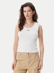 Tommy Jeans Top DW0DW21369 Biały Slim Fit. Białe topy Tommy Jeans, xl, bez wzorów, z bawełny, bez kołnierzyka, bez ramiączek. Za 99.99 zł.