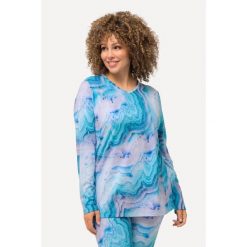 Damskie Koszulka narciarska wzór marmurkowy pętelka dekolt w serek długi rękaw. Niebieskie t-shirty sportowe Ulla Popken, plus size, bez wzorów, z elastanu, bez ramiączek, narciarskie. W wyprzedaży za 143.99 zł.