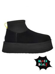 UGG Skórzane botki "Classic Mini Dipper" w kolorze czarnym rozmiar: 39. Czarne botki UGG, bez wzorów, ze skóry, bez obcasa, na platformie, bez zapięcia. Za 759.66 zł.