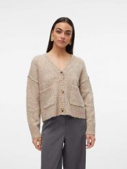 Vero Moda Kardigan w kolorze beżowym rozmiar: L. Brązowe swetry Vero Moda, l, bez wzorów, z wełny, bez ramiączek. Za 70.41 zł.