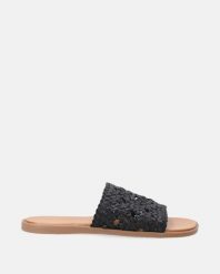 KLAPKI DAMSKIE Z PLECIONEJ SKÓRY NATURALNEJ SC4087 BLACK. Czarne klapki Venezia, bez wzorów, ze skóry, bez obcasa, bez zapięcia. Za 99.00 zł.
