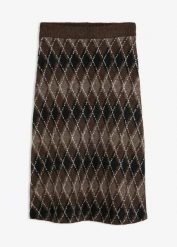 Spódnica dzianinowa. Czarne spódnice bonprix, bez wzorów, z dzianiny, midi. Za 149.99 zł.