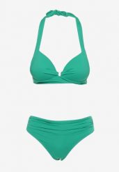 Zielone Bikini z Usztywnianym Biustonoszem Wiązanym na Szyi i Plecach Majtki Typu Figi Olilasa. Zielone bikini Born2be, z aplikacjami, klasyczne. Za 109.99 zł.