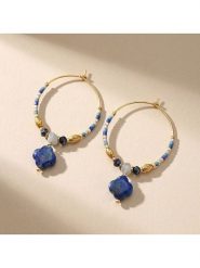 Nomad Pozłacane kolczyki-kreole z perłami i lapis lazuli rozmiar: onesize. Niebieskie kolczyki Nomad, z lazurytem, pozłacane. Za 129.75 zł.