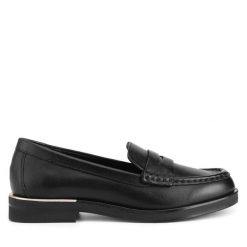 Mokasyny GINO ROSSI. Czarne mokasyny Gino Rossi, bez wzorów. Za 279.99 zł.