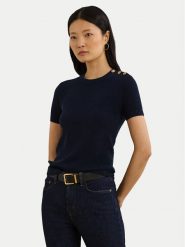 LAUREN RALPH LAUREN Sweter 200957474001 Granatowy Regular Fit. Niebieskie swetry Lauren Ralph Lauren, l, bez wzorów, z bawełny, bez ramiączek. Za 419.99 zł.