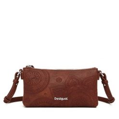 Torebka Desigual. Brązowe listonoszki Desigual, bez wzorów, bez dodatków. Za 139.99 zł.