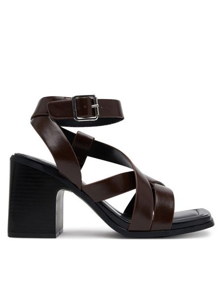 JENNY Sandały JY012768-1 Brązowy. Brązowe sandały Jenny, bez wzorów, z materiału, bez obcasa, na słupku, bez zapięcia. Za 127.99 zł.