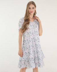 BAWEŁNIANA SUKIENKA W KWIATY. Sukienki Unisono, s, bez wzorów, z bawełny, bez kołnierzyka, bez ramiączek, mini, rozkloszowane. Za 159.00 zł.