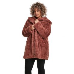 Płaszcz damski z kapturem Urban Classics Teddy. Czerwone płaszcze Urban Classics, m, bez wzorów, z kapturem. Za 314.85 zł.
