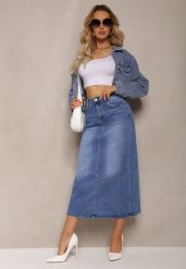 Niebieska Spódnica High Waist Ołówkowa z Przejaśnieniami na Jeansowym Materiale Carolea. Niebieskie spódnice Renee, na co dzień, s, bez wzorów, z jeansu, klasyczne, midi, ołówkowe. W wyprzedaży za 91.99 zł.