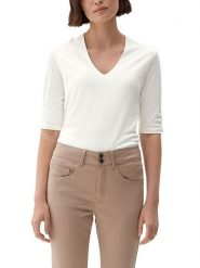 S.Oliver Bluzka w kolorze białym rozmiar: 42. Białe bluzki S.Oliver, s, bez wzorów, z wiskozy, bez kołnierzyka, bez ramiączek. Za 86.99 zł.