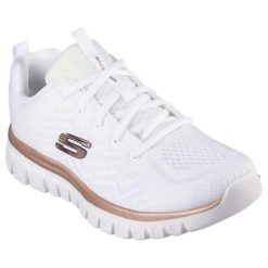 Buty sportowe damskie Skechers Graceful-Get. Białe buty treningowe Skechers, bez wzorów, bez zapięcia. Za 199.00 zł.