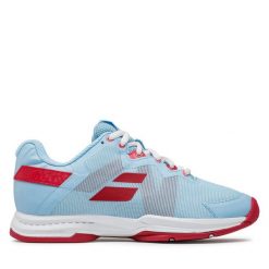 Buty do tenisa Babolat. Niebieskie buty treningowe BABOLAT, bez wzorów, bez zapięcia, tenisowe. Za 279.99 zł.