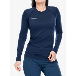 Bluza termoaktywna damska Mammut Trift Longsleeve. Niebieskie bielizna termoaktywna damska Mammut, na zimę, m, bez wzorów, bez kaptura, narciarskie. Za 487.99 zł.