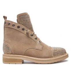 Botki Alma En Pena. Brązowe botki Alma En Pena, bez wzorów, bez obcasa, na płaskiej podeszwie, bez zapięcia. Za 389.99 zł.